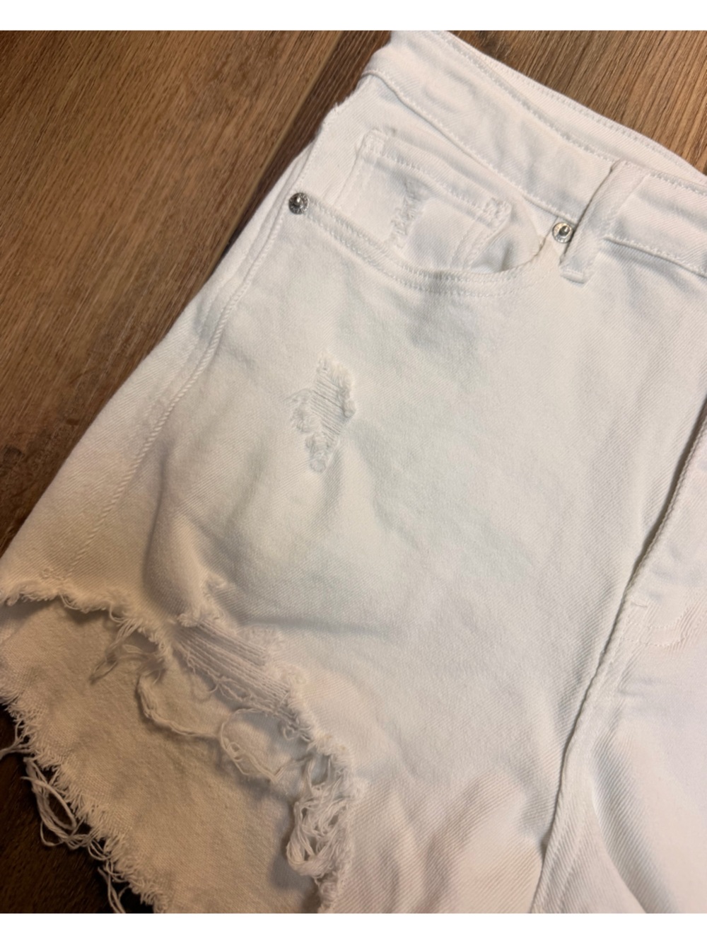White Distressed Women’s Jean Shorts - Picture 7 of 12